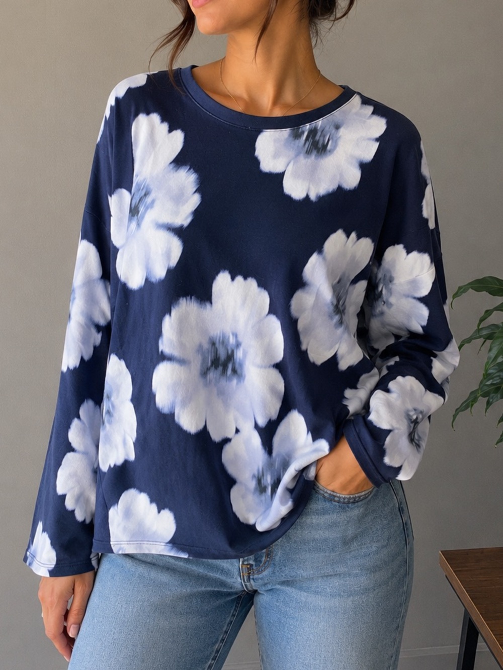 Bonmarché Navy Floral Tunic Top – Size 16